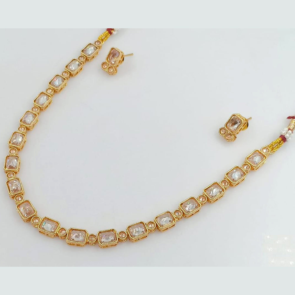 Rani Sati Jewels Gold Plated Crystal Stone Necklace Set
