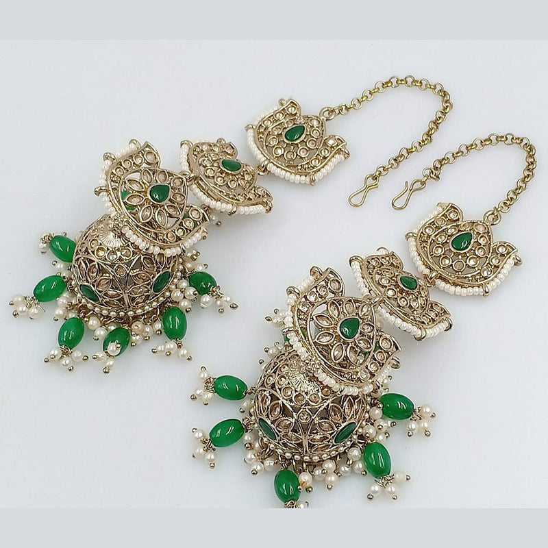 Rani Sati Jewels Gold Plated Crystal Stone Kanchain Jhumki Earrings