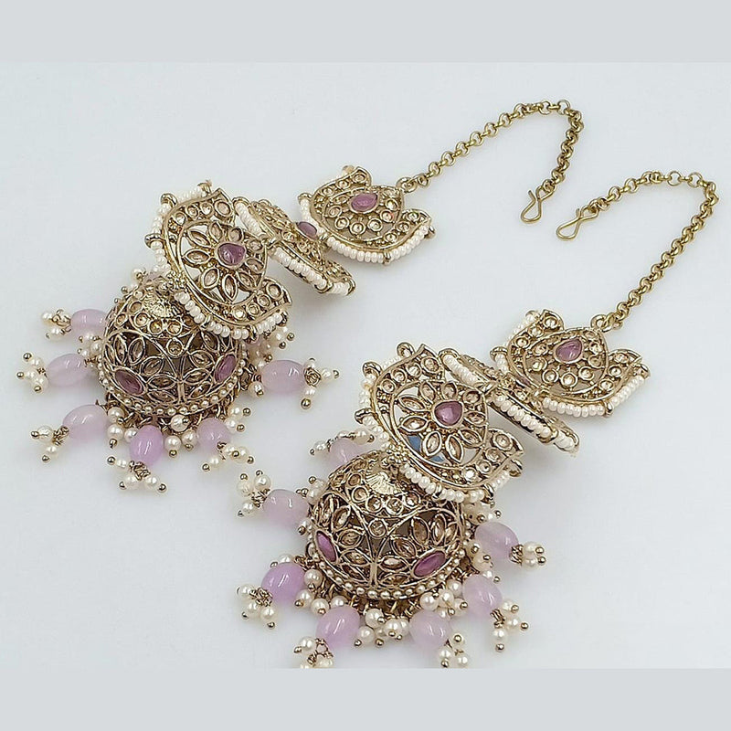 Rani Sati Jewels Gold Plated Crystal Stone Kanchain Jhumki Earrings