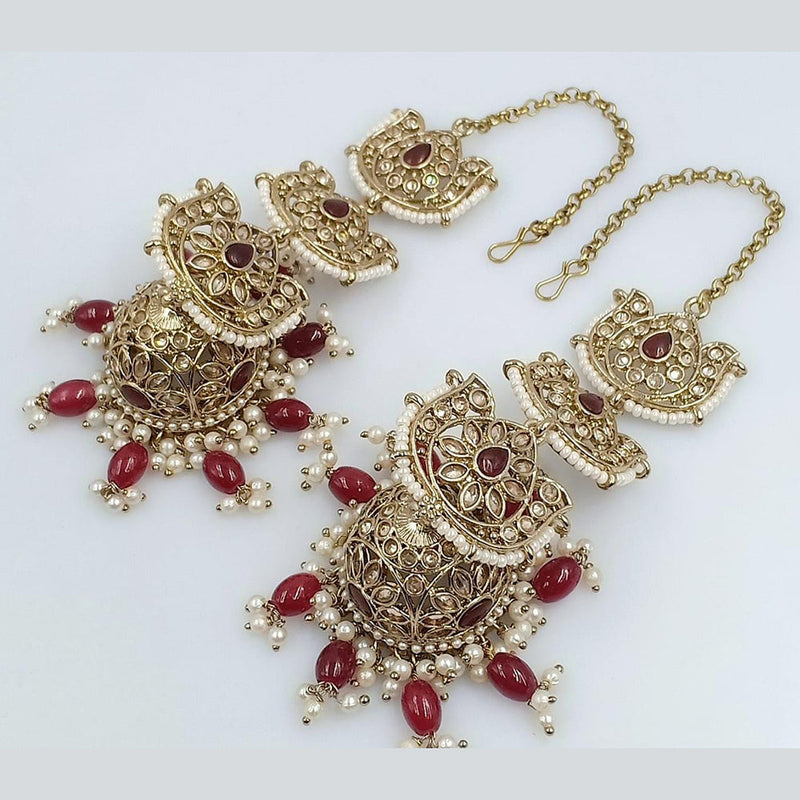 Rani Sati Jewels Gold Plated Crystal Stone Kanchain Jhumki Earrings