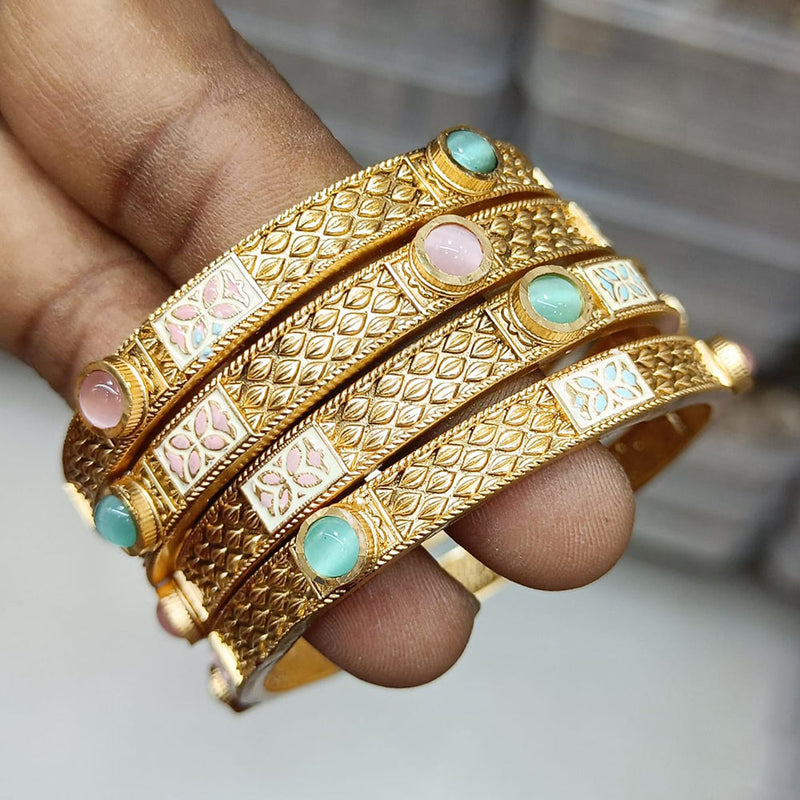 Rani Sati Jewels Gold  Plated Monalisa Stone  Bangles Set