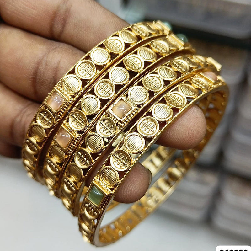 Rani Sati Jewels Gold  Plated Monalisa Stone  Bangles Set