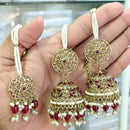 Rani Sati Jewels Gold Plated Reverse AD Jhumki Earrings With Maangtikka