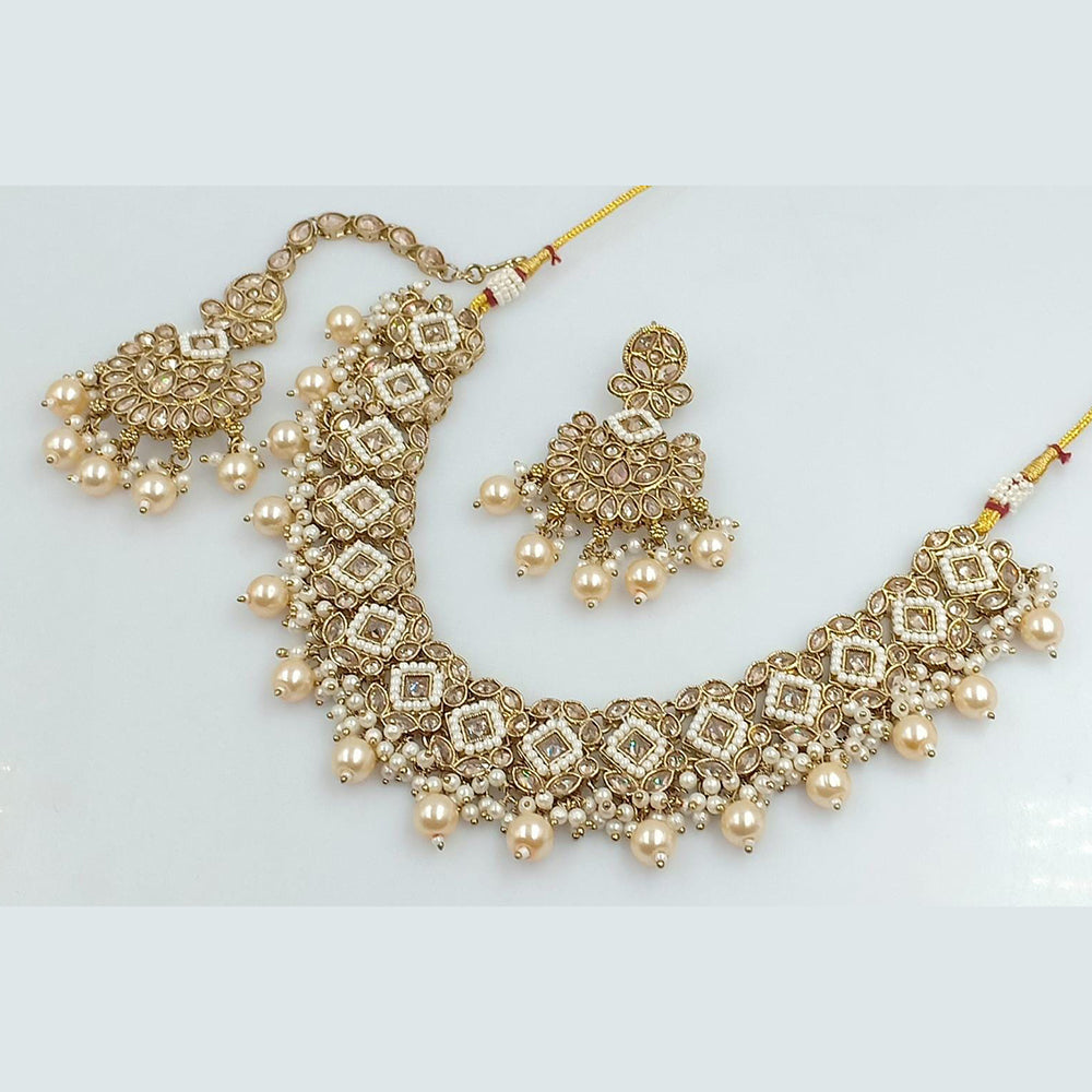 Rani Sati Jewels Gold Plated Reverse AD Necklace Set