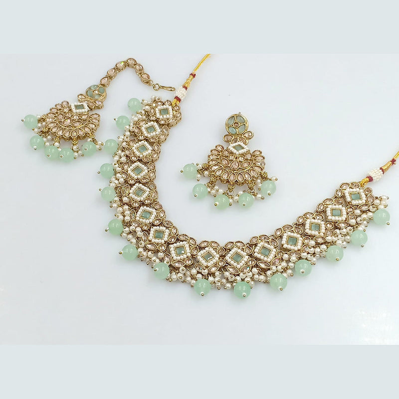 Rani Sati Jewels Gold Plated Reverse AD Necklace Set