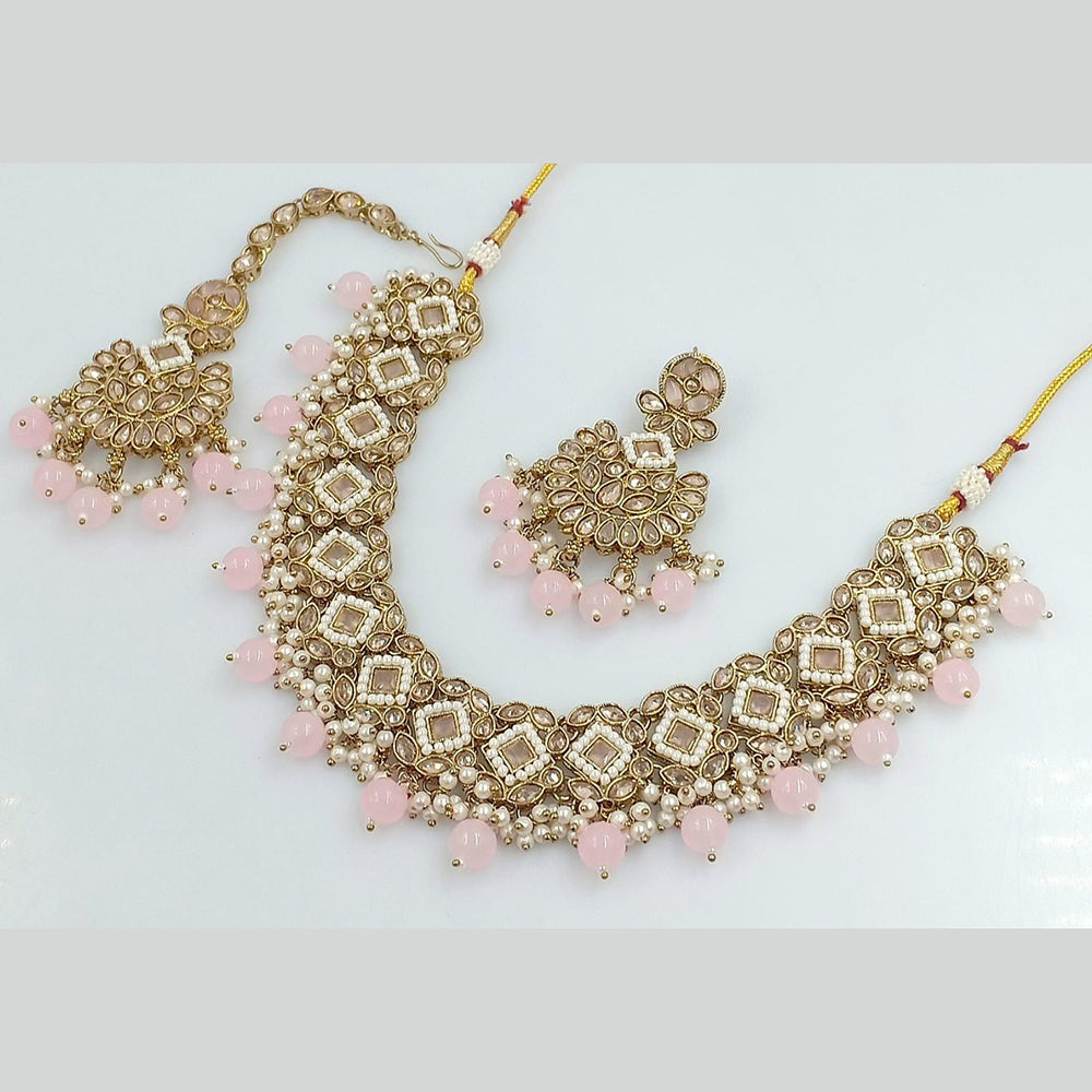 Rani Sati Jewels Gold Plated Reverse AD Necklace Set