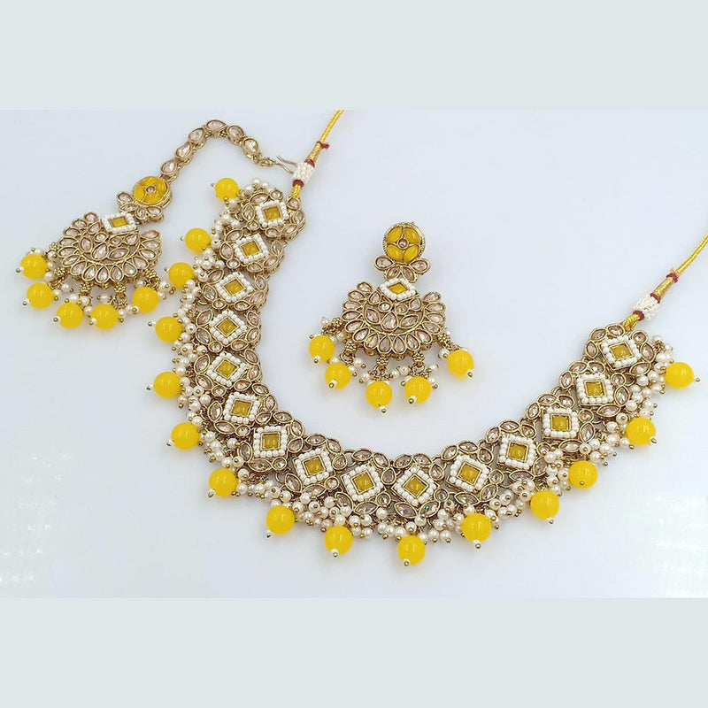 Rani Sati Jewels Gold Plated Reverse AD Necklace Set