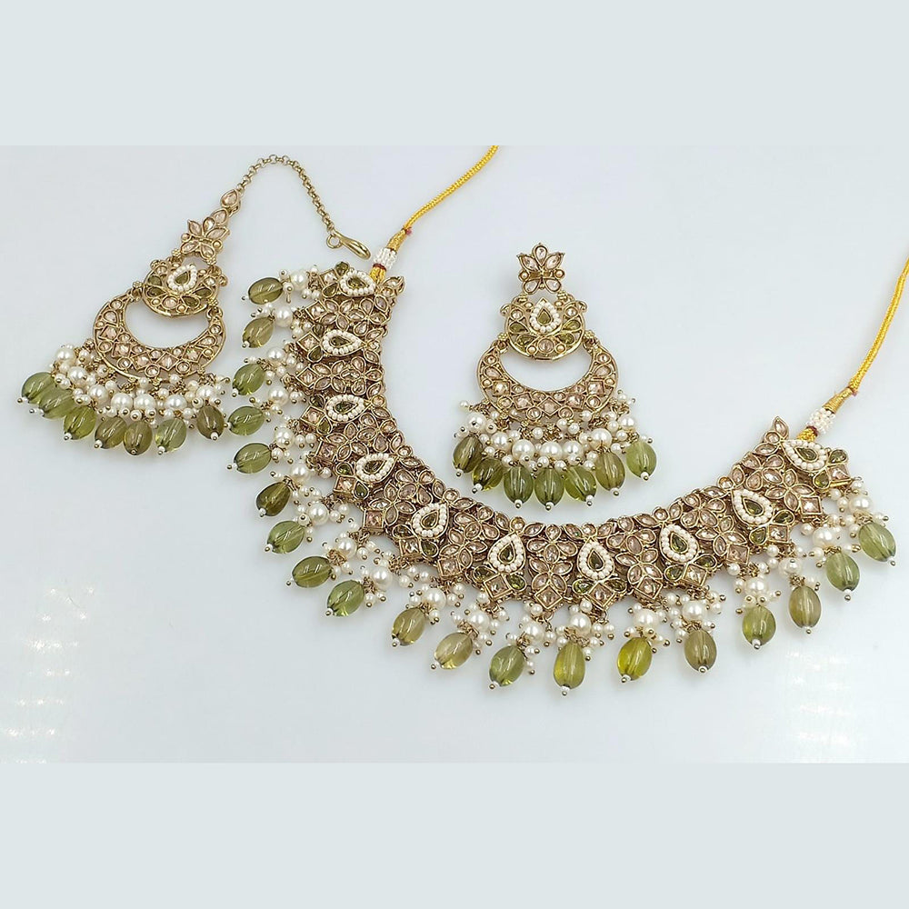 Rani Sati Jewels Gold Plated Reverse AD Necklace Set