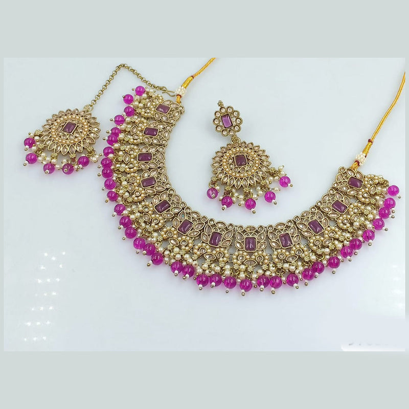 Rani Sati Jewels Gold Plated Crystal Stone Necklace Set