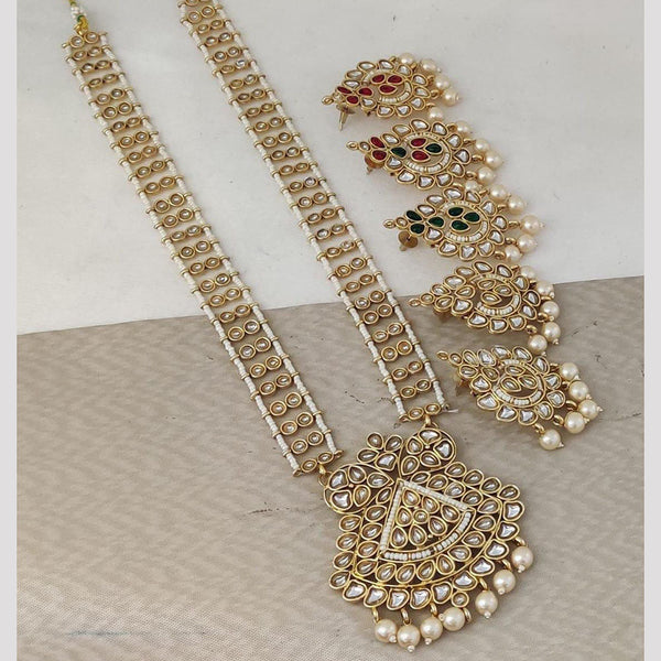 Rani Sati Jewels Gold Plated Pearl And Kundan Long Necklace Set