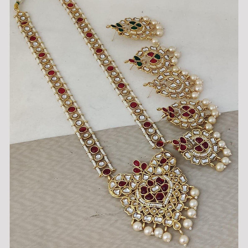 Rani Sati Jewels Gold Plated Pearl And Kundan Long Necklace Set