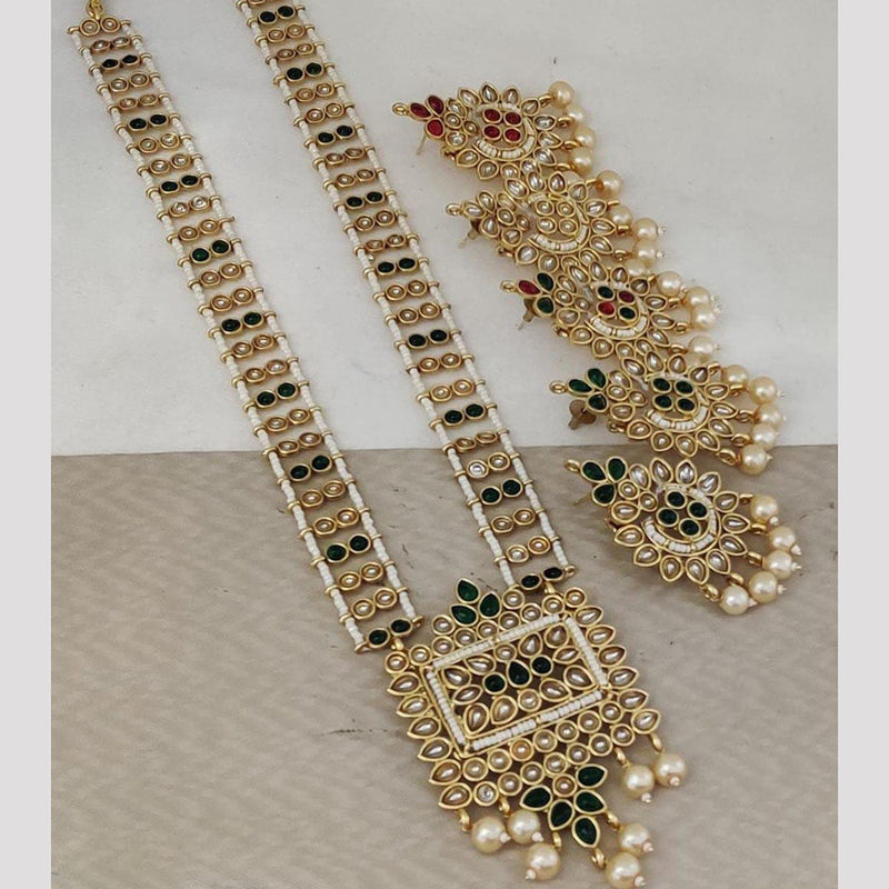 Rani Sati Jewels Gold Plated Pearl And Kundan Long Necklace Set