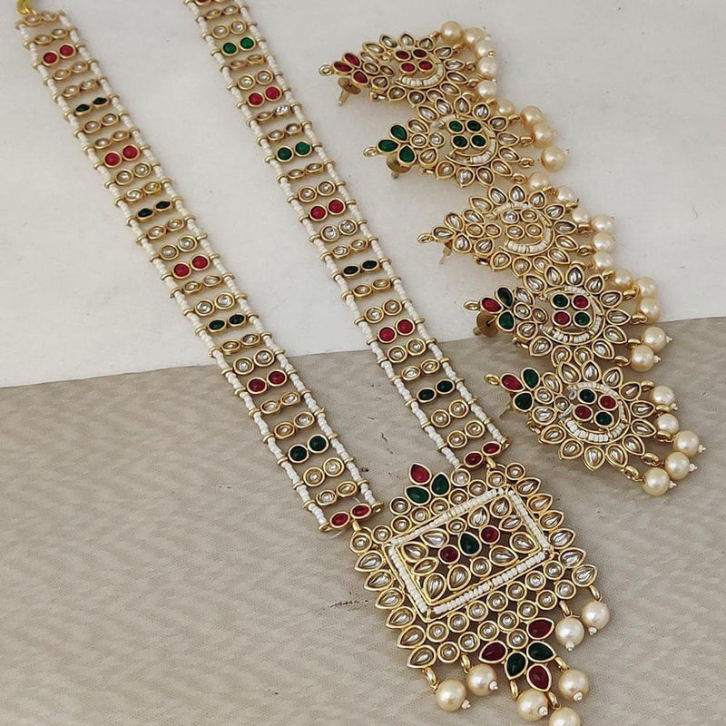 Rani Sati Jewels Gold Plated Pearl And Kundan Long Necklace Set