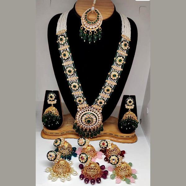 Rani Sati Jewels Gold Plated Kundan Stone Long Necklace Set