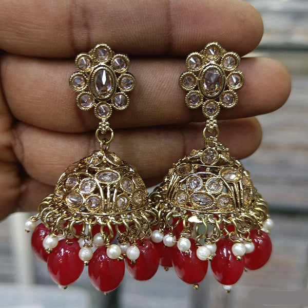 Rani Sati Jewels Gold Plated Crystal Stone Jhumki Earrings