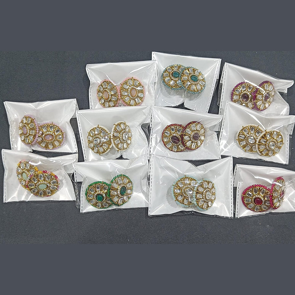 Rani Sati Jewels Gold Plated Kundan Studs Earrings