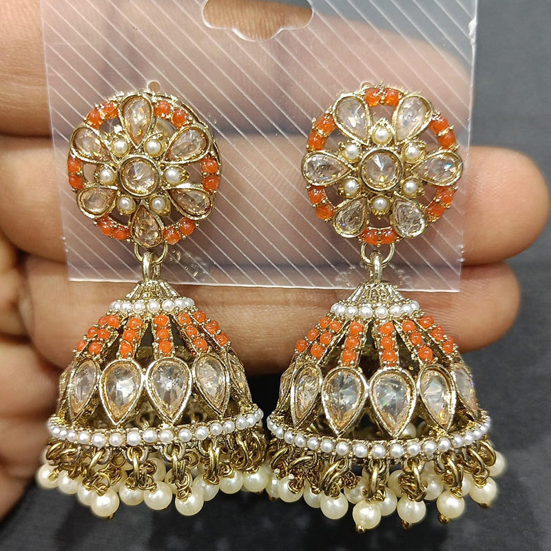 Rani Sati Jewels Gold Plated Crystal Stone Jhumki Earrings