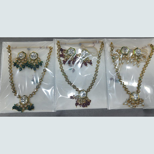 Rani Sati Jewels Gold Plated Pearl And Kundan Necklace Set