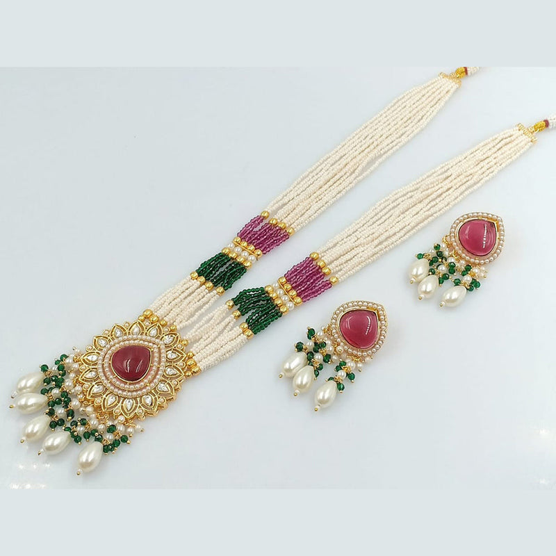 Rani Sati Jewels Gold Plated Pearl And Kundan Long Necklace Set