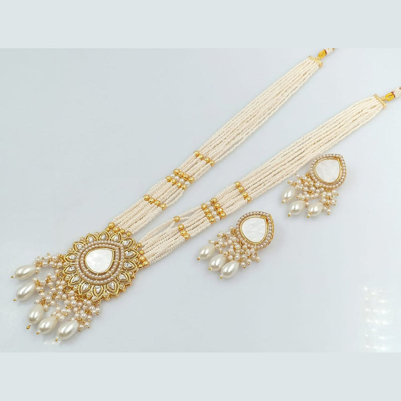 Rani Sati Jewels Gold Plated Pearl And Kundan Long Necklace Set