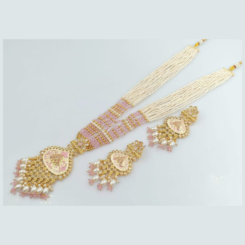 Rani Sati Jewels Gold Plated Pearl And Kundan Long Necklace Set