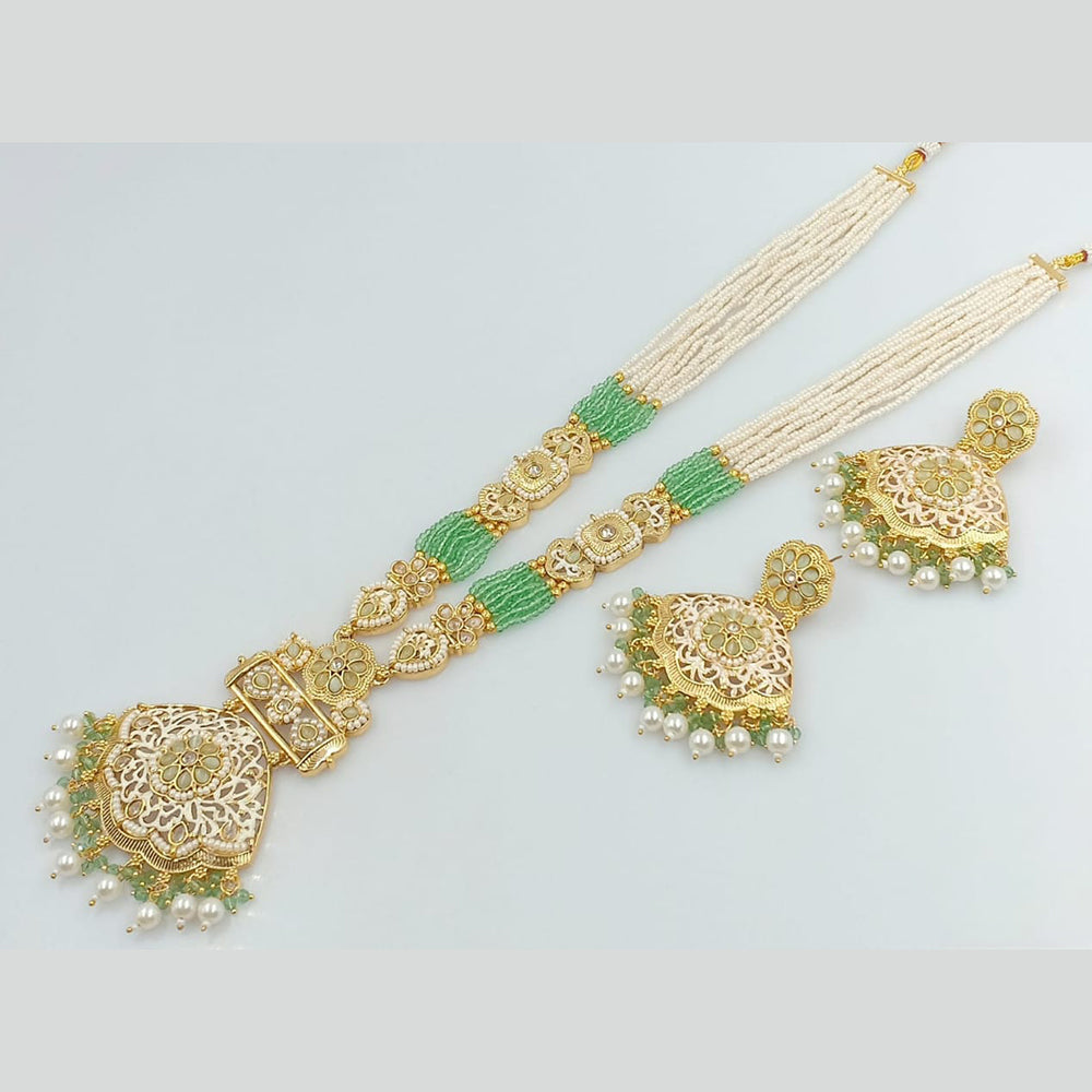 Rani Sati Jewels Gold Plated Pearl And Kundan Long Necklace Set