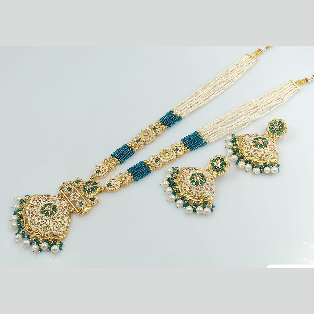 Rani Sati Jewels Gold Plated Pearl And Kundan Long Necklace Set