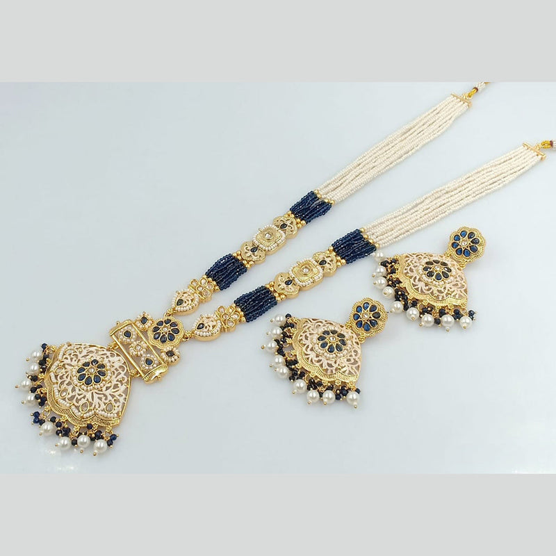 Rani Sati Jewels Gold Plated Pearl And Kundan Long Necklace Set