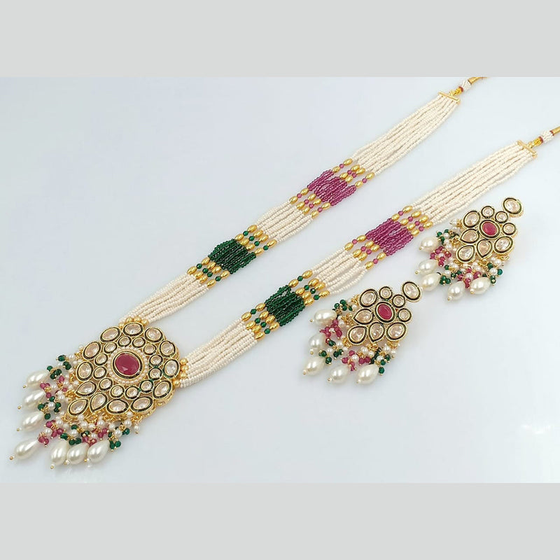 Rani Sati Jewels Gold Plated Pearl And Kundan Long Necklace Set