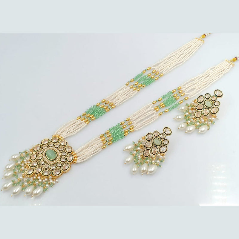 Rani Sati Jewels Gold Plated Pearl And Kundan Long Necklace Set