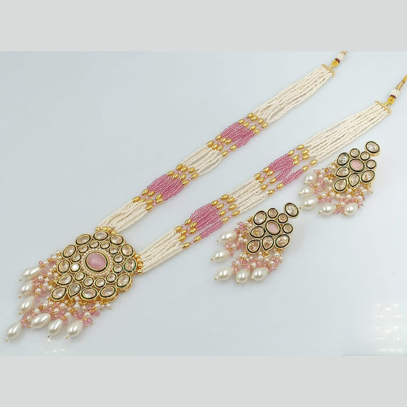 Rani Sati Jewels Gold Plated Pearl And Kundan Long Necklace Set