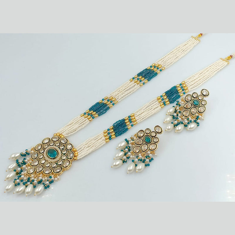 Rani Sati Jewels Gold Plated Pearl And Kundan Long Necklace Set