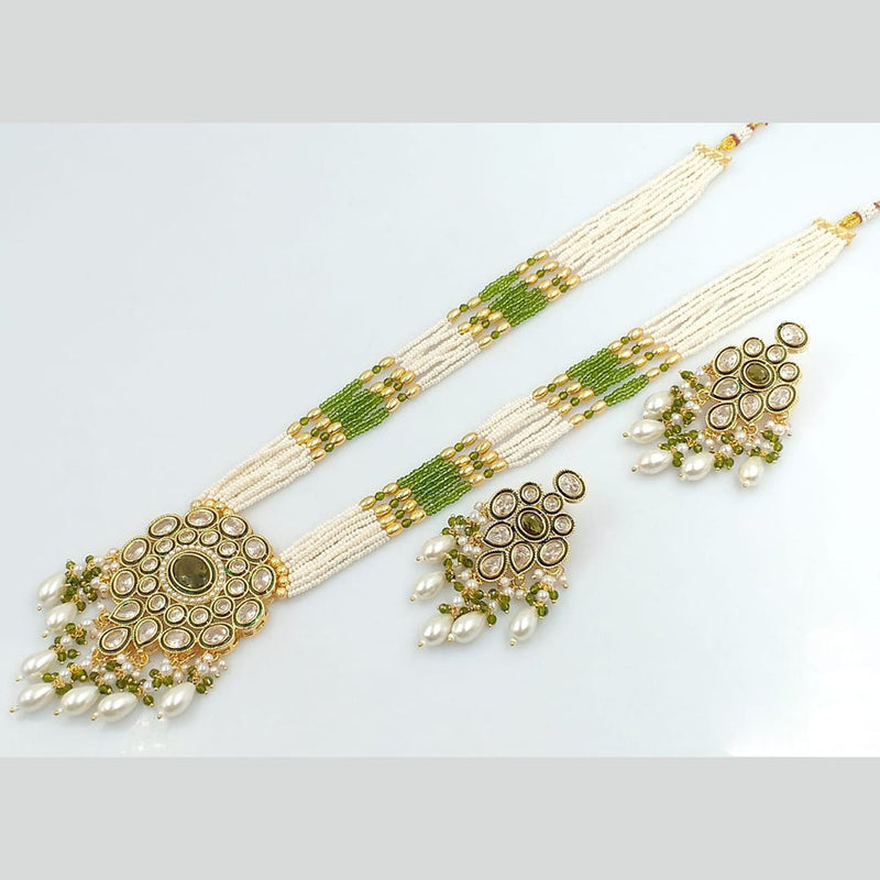 Rani Sati Jewels Gold Plated Pearl And Kundan Long Necklace Set