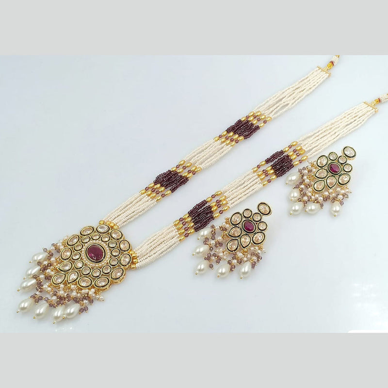 Rani Sati Jewels Gold Plated Pearl And Kundan Long Necklace Set