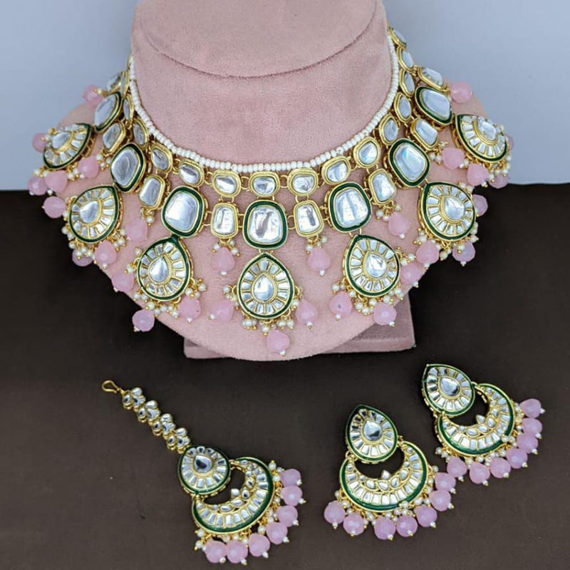 Rani Sati Jewels Gold Plated Kundan And Beads Necklace Set