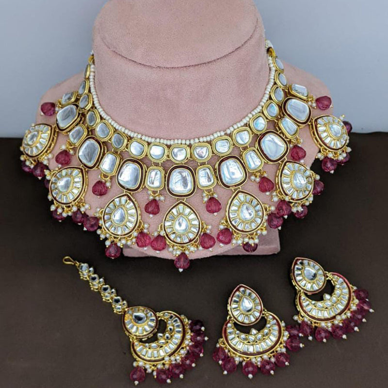 Rani Sati Jewels Gold Plated Kundan And Beads Necklace Set