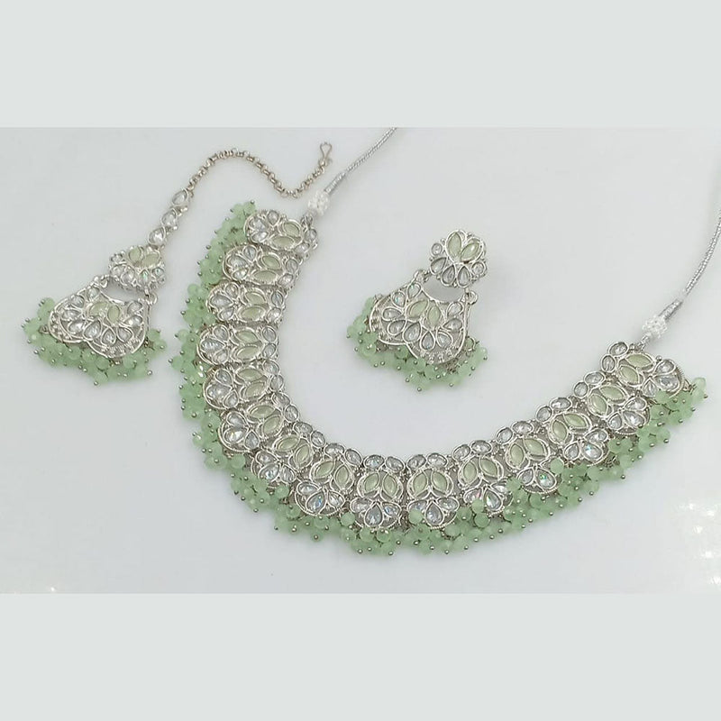 Rani Sati Jewels Silver Plated Reverse AD Necklace Set