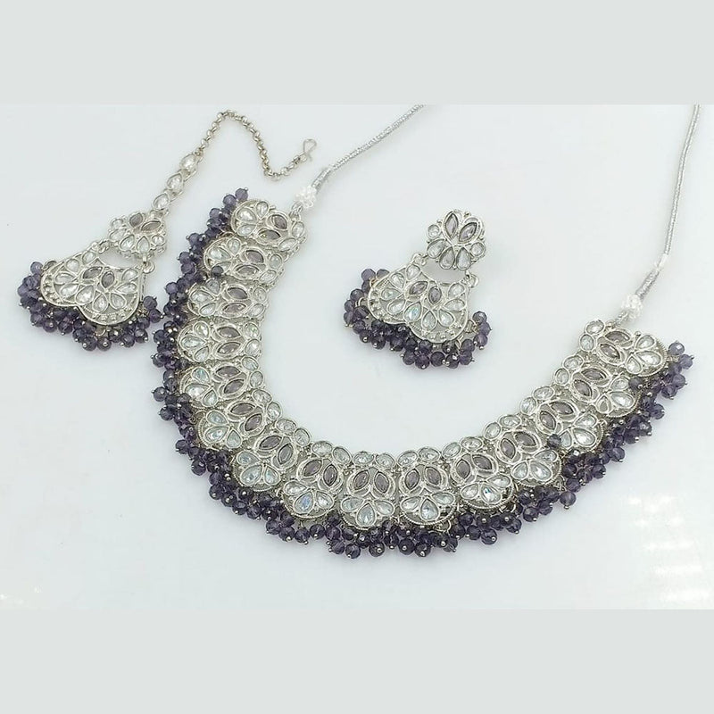 Rani Sati Jewels Silver Plated Reverse AD Necklace Set