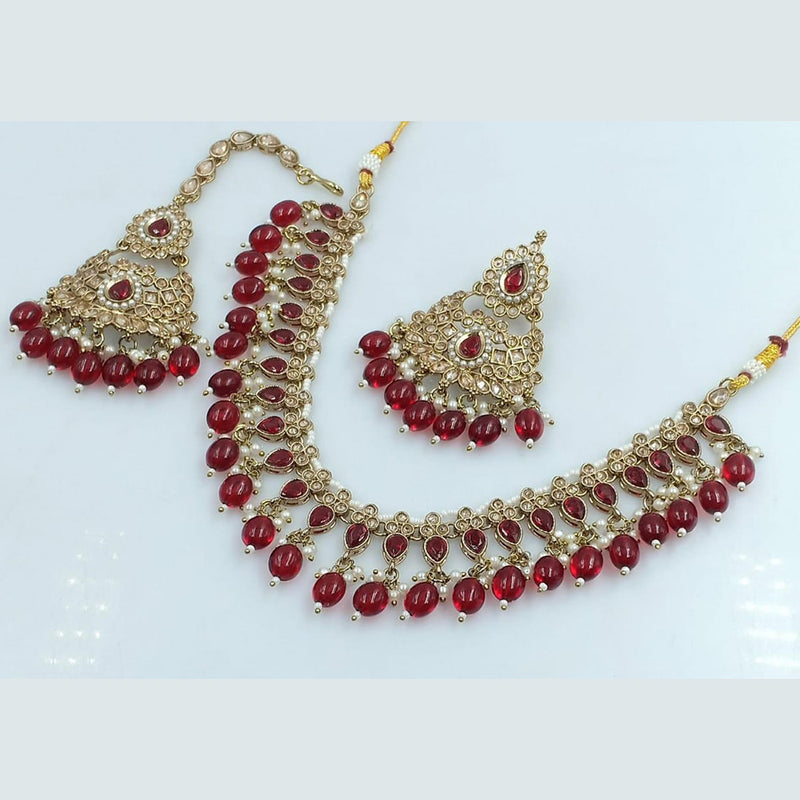 Rani Sati Jewels Gold Plated Kundan And Beads Necklace Set