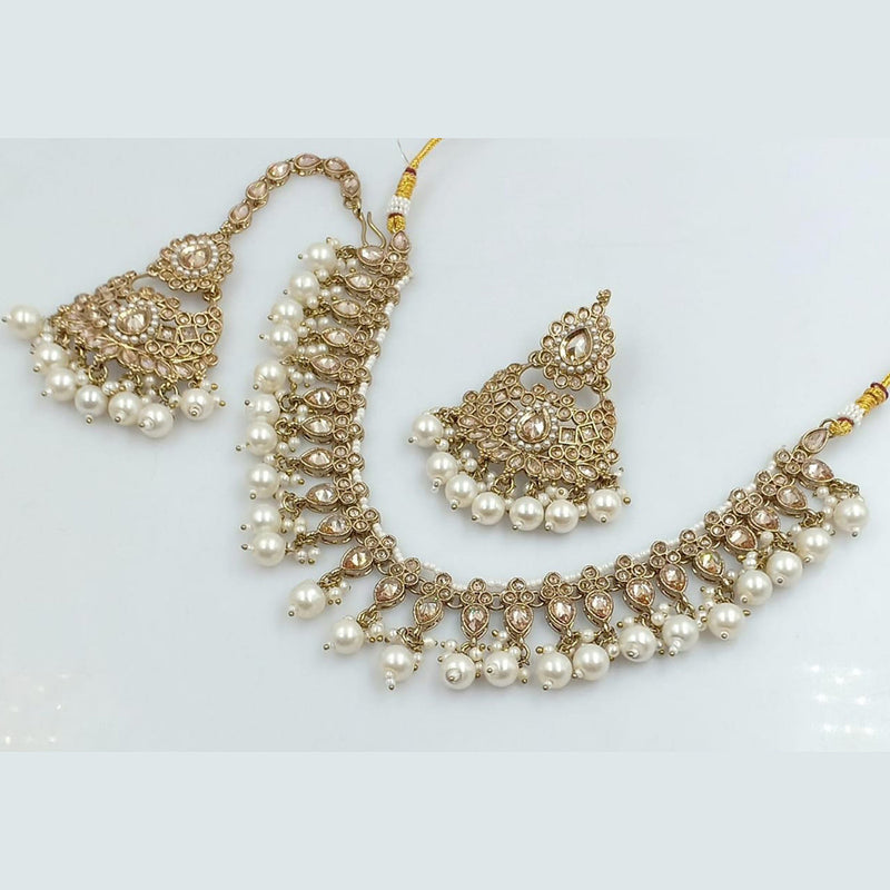 Rani Sati Jewels Gold Plated Kundan And Beads Necklace Set