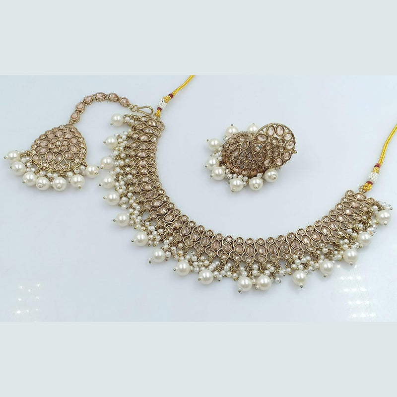 Rani Sati Jewels Gold Plated Kundan And Pearl Necklace Set