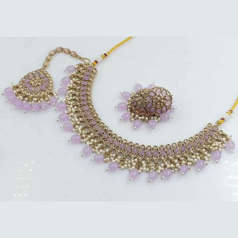 Rani Sati Jewels Gold Plated Kundan And Pearl Necklace Set