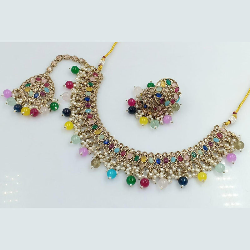 Rani Sati Jewels Gold Plated Kundan And Pearl Necklace Set