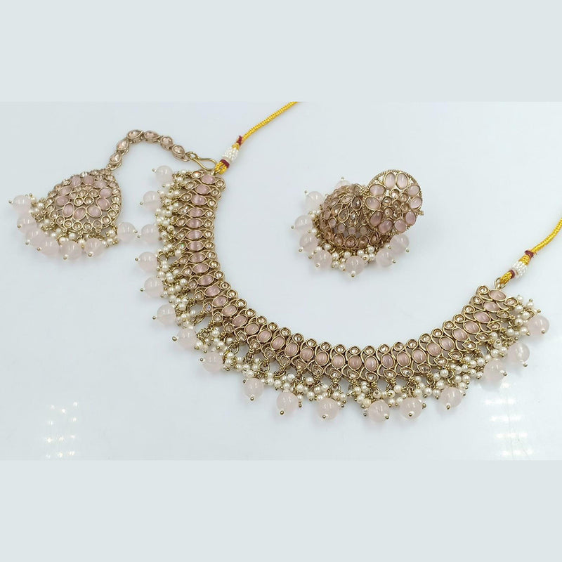 Rani Sati Jewels Gold Plated Kundan And Pearl Necklace Set