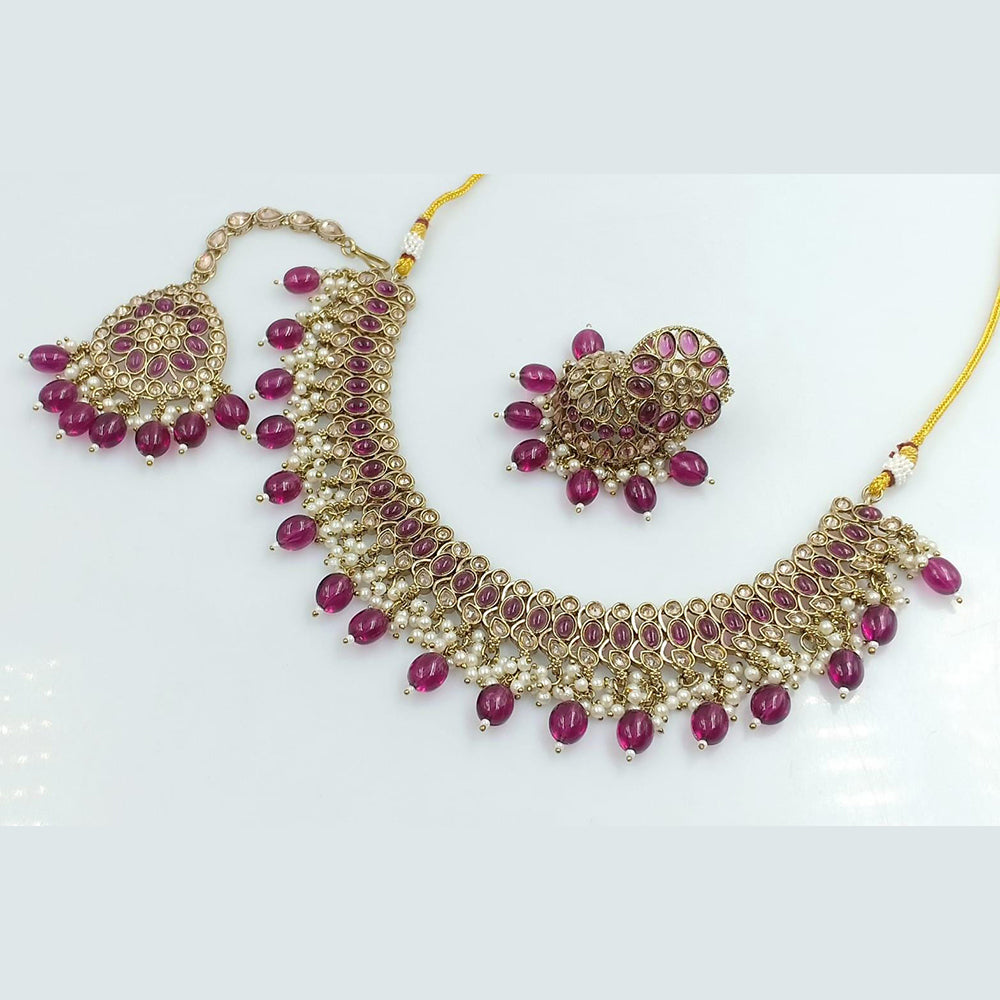 Rani Sati Jewels Gold Plated Kundan And Pearl Necklace Set