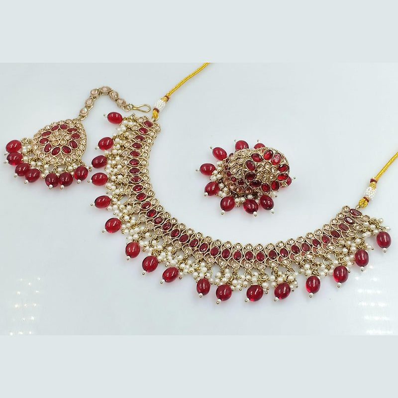 Rani Sati Jewels Gold Plated Kundan And Pearl Necklace Set