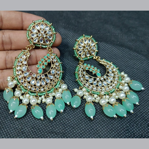 Rani Sati Jewels Gold Plated Kundan Stone And Pearl Dangler Earrings