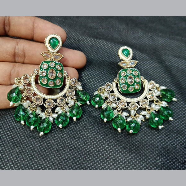 Rani Sati Jewels Gold Plated Meenakari Stone And Pearl Dangler Earrings