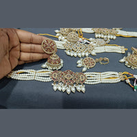 Rani Sati Jewels Gold Plated Crystal Stone Choker Necklace Set