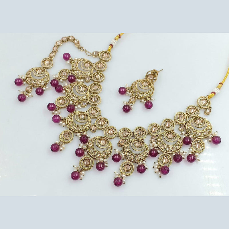 Rani Sati Jewels Gold Plated Reverse AD Necklace Set